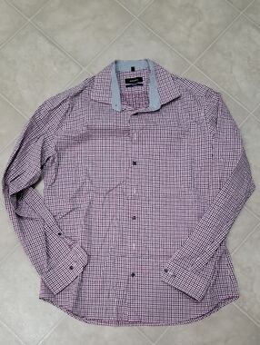 Men's Checked Dress Shirt - Pink/White/Black